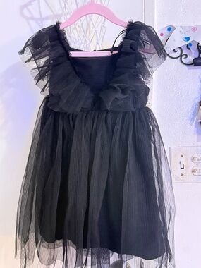 H&M Black Dress with Tulle Detail